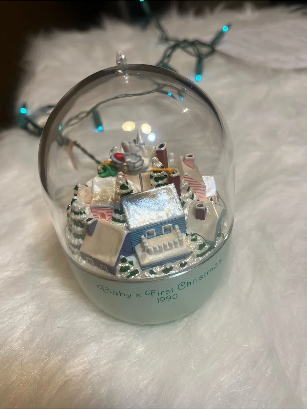 Vtg 1990 Hallmark Baby’s First Christmas Stork Village